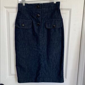 Halogen High Waist Classic Denim Pencil Skirt